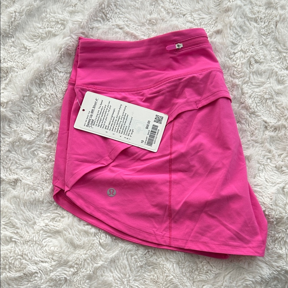 Lululemon hot pink mid rise 4” speed up short